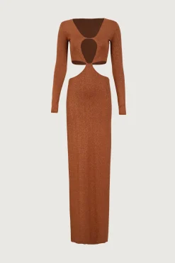 SAME Long Sleeve Cut Out Maxi Dress- Dresses