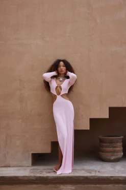 SAME Long Sleeve Cut Out Maxi Dress- Dresses