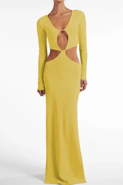 SAME Long Sleeve Cut Out Maxi Dress- Dresses