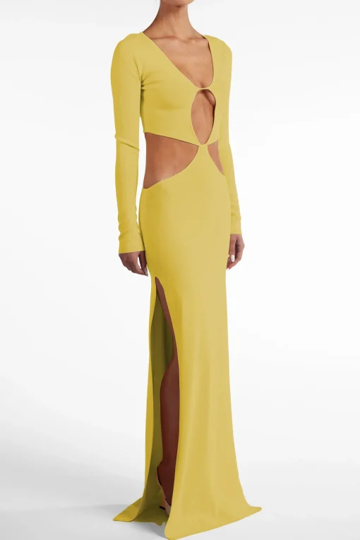 SAME Long Sleeve Cut Out Maxi Dress- Dresses