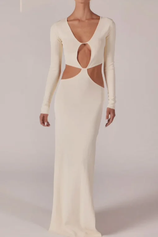 SAME Long Sleeve Cut Out Maxi Dress- Dresses | Bridal