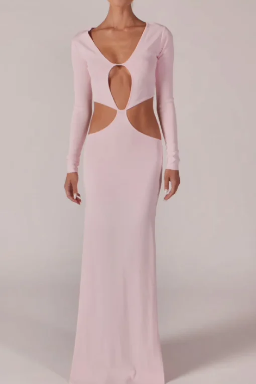 SAME Long Sleeve Cut Out Maxi Dress- Dresses