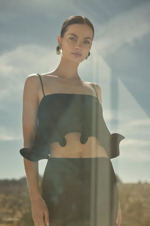 SAME Ruffle Hem Crop Top- Tops