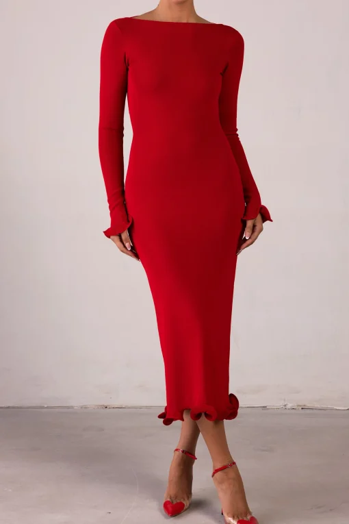 SAME Ruffle Hem Midi Dress- Dresses