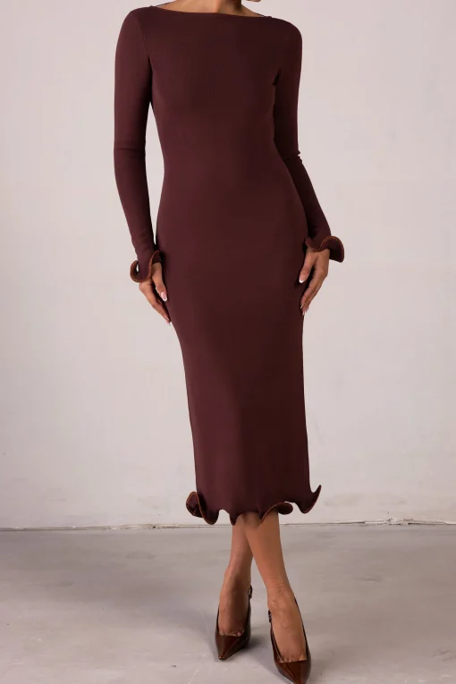 SAME Ruffle Hem Midi Dress- Dresses