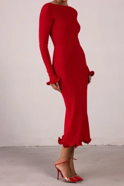 SAME Ruffle Hem Midi Dress- Dresses