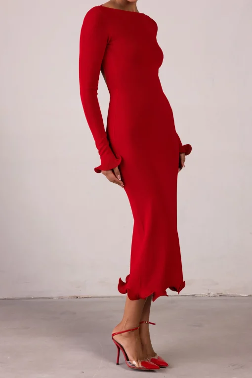 SAME Ruffle Hem Midi Dress- Dresses