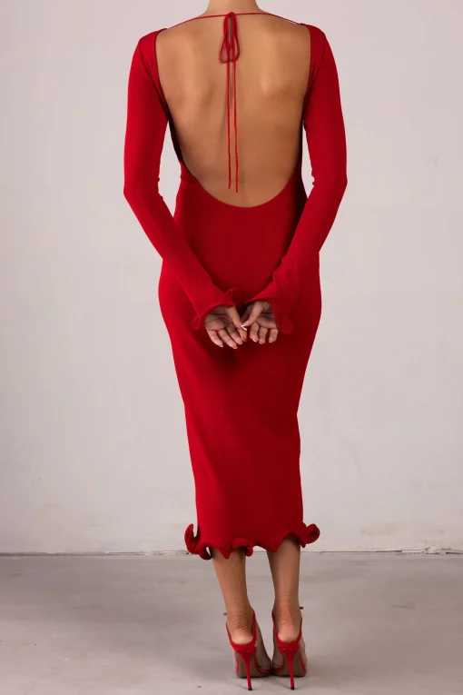 SAME Ruffle Hem Midi Dress- Dresses