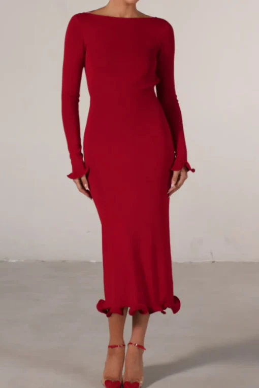 SAME Ruffle Hem Midi Dress- Dresses