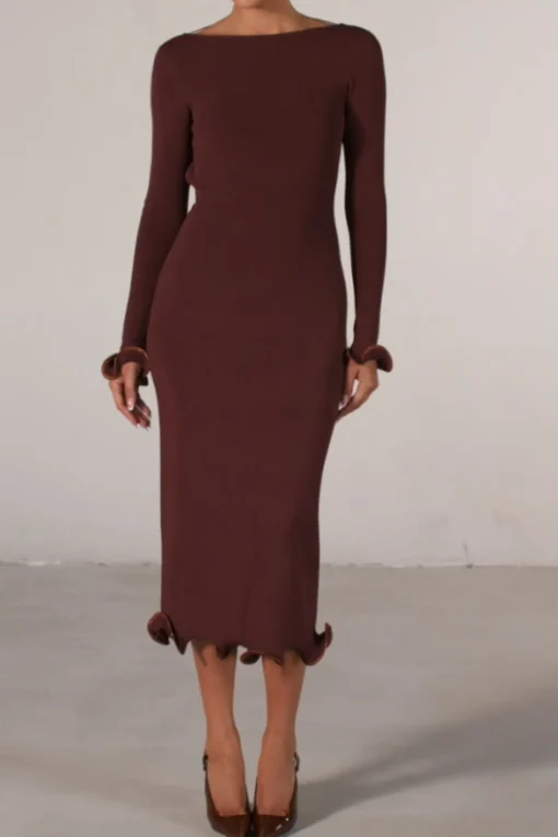 SAME Ruffle Hem Midi Dress- Dresses