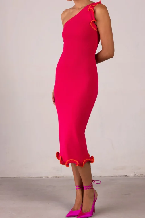 SAME Ruffle Hem One Shoulder Dress- Dresses
