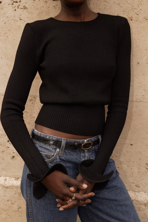 SAME Ruffle Hem Sweater- Tops