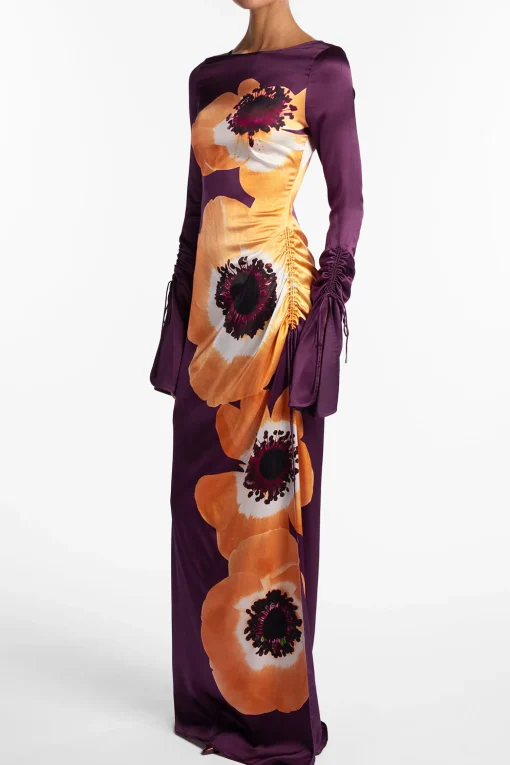 SAME Silk Floral Gown- Dresses