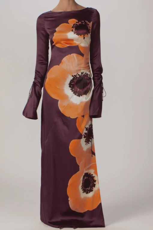 SAME Silk Floral Gown- Dresses